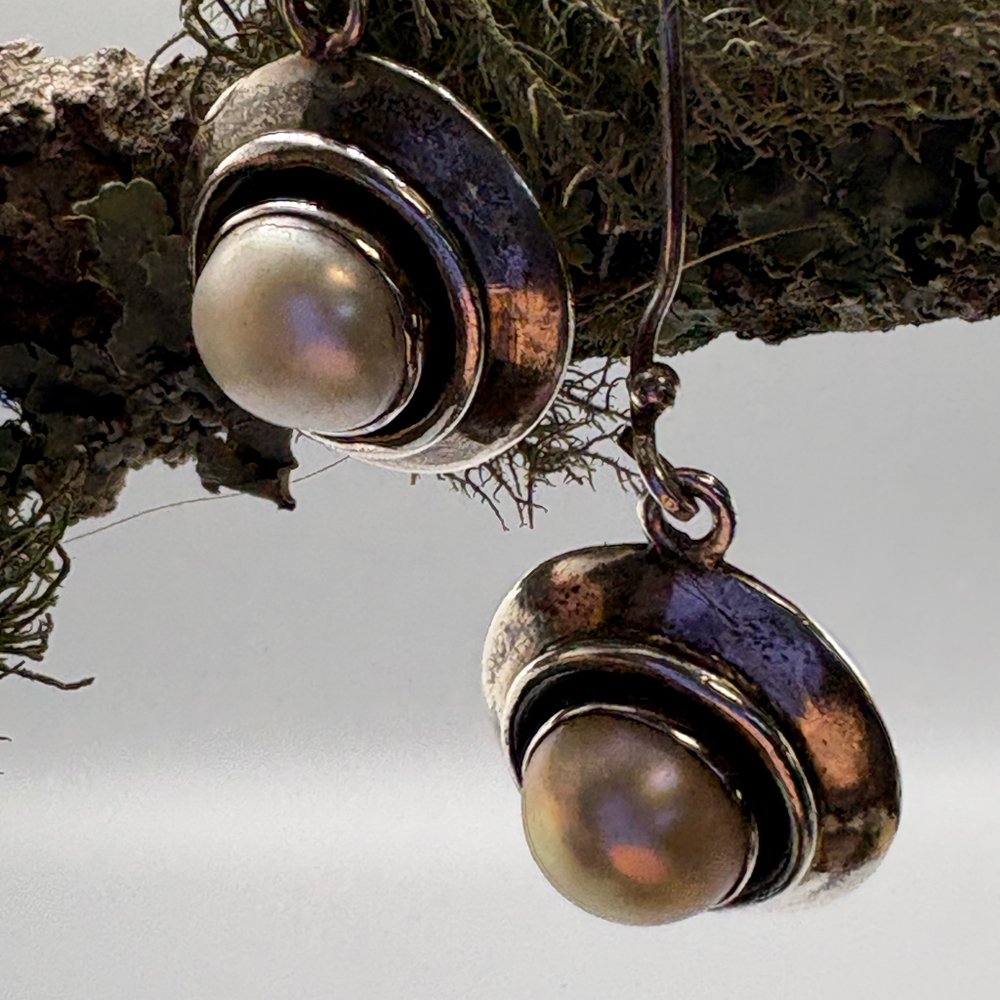 Freshwater Pearl Earrings Artisan made .925